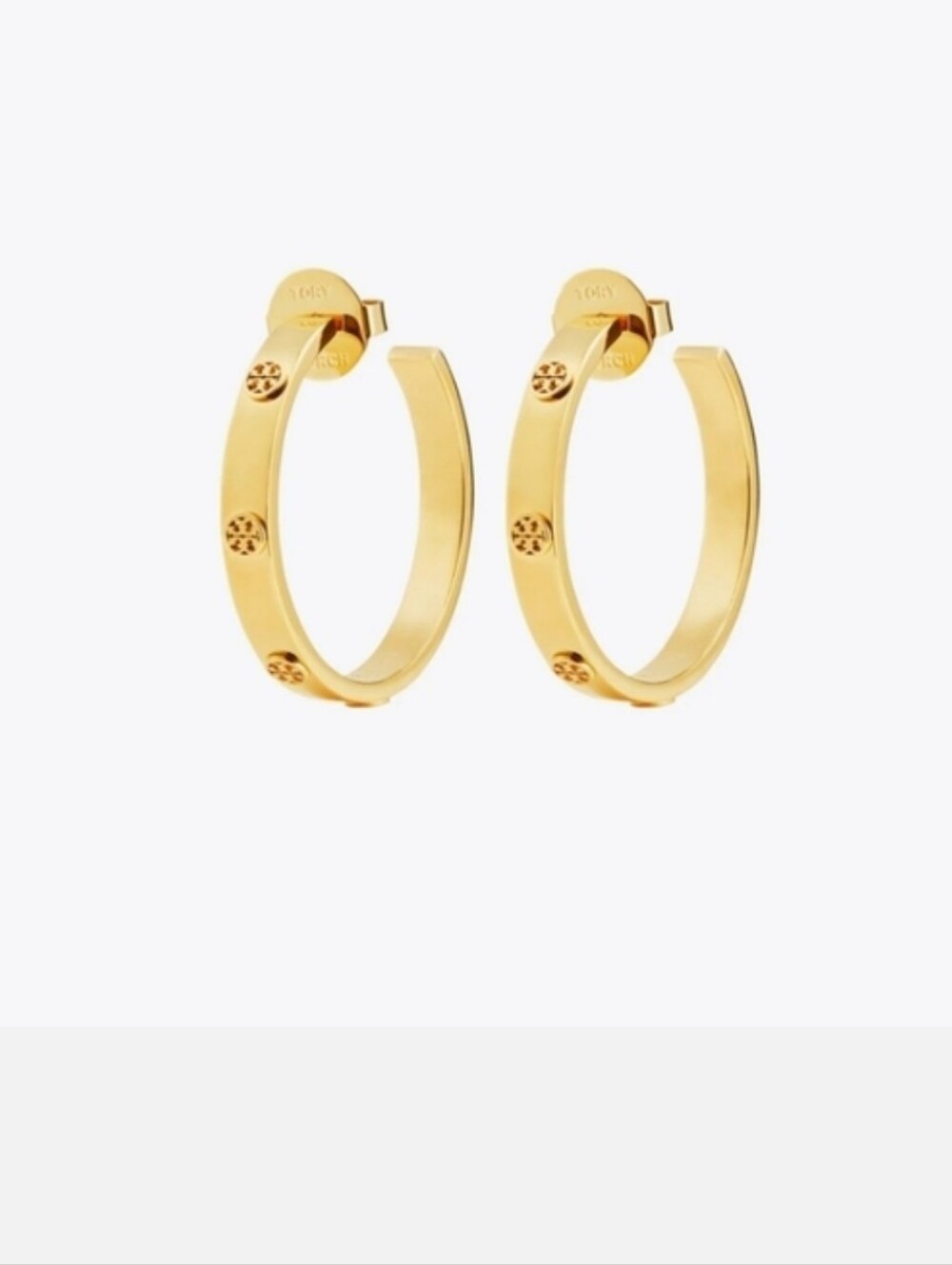 Tory Burch Gold  Icon  Logo-Stud Slim Hoop Earrings